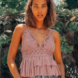 FREE PEOPLE WOMEN'S ADELLA CAMI LACE RUFFLED TANK TOP Size XS